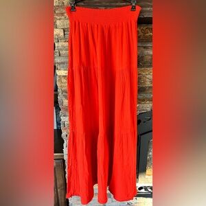 Michael Stars Sandy Pomodoro Gauzy Maxi Skirt Small